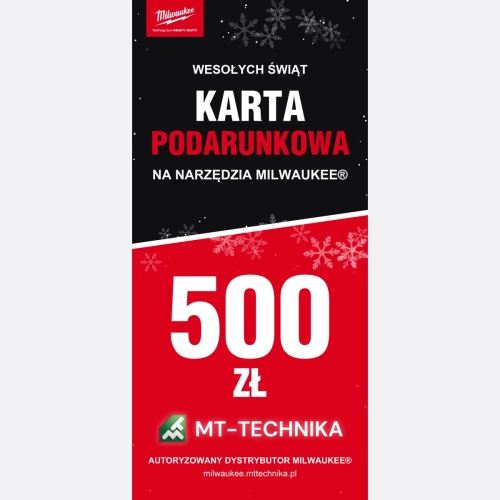 Karta podarunkowa Milwaukee 500 zł – edycja świąteczna – przód
